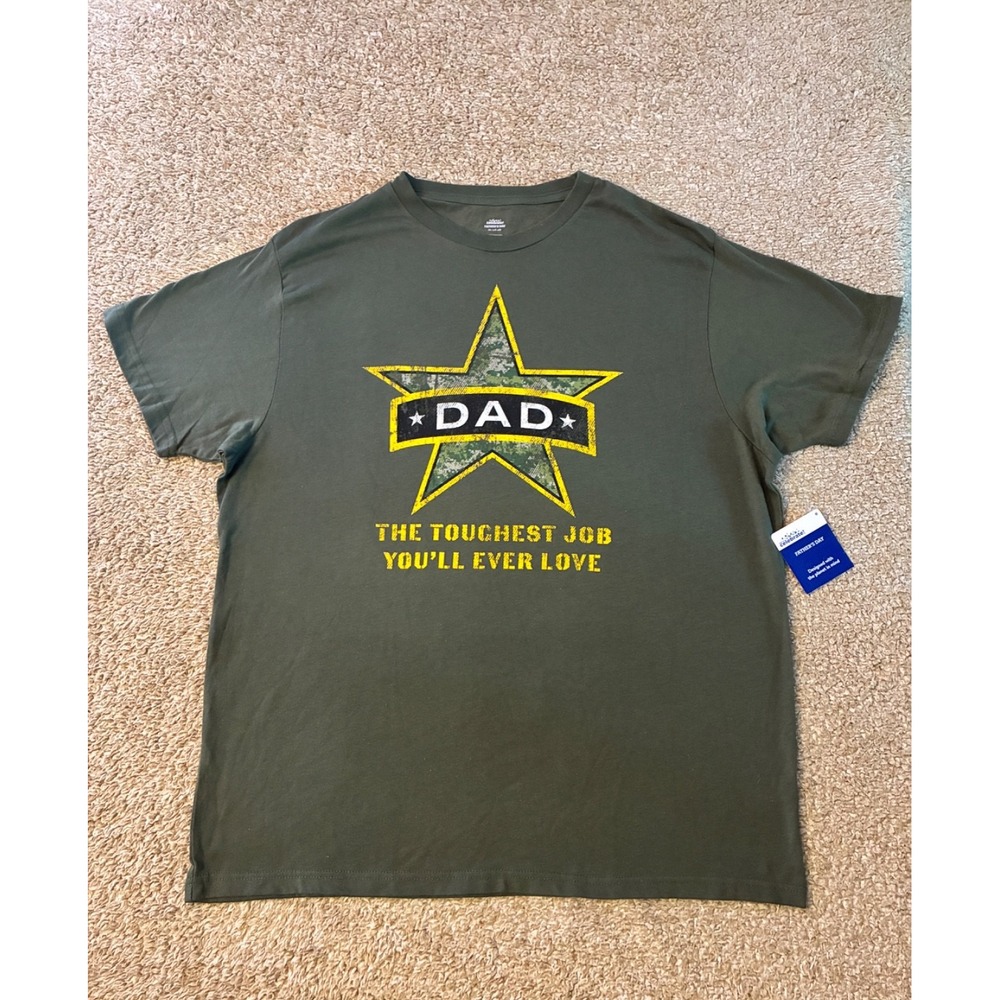 Way To Celebrate Dad Military Star Graphic T‑Shirt Olive Green Men's XL New